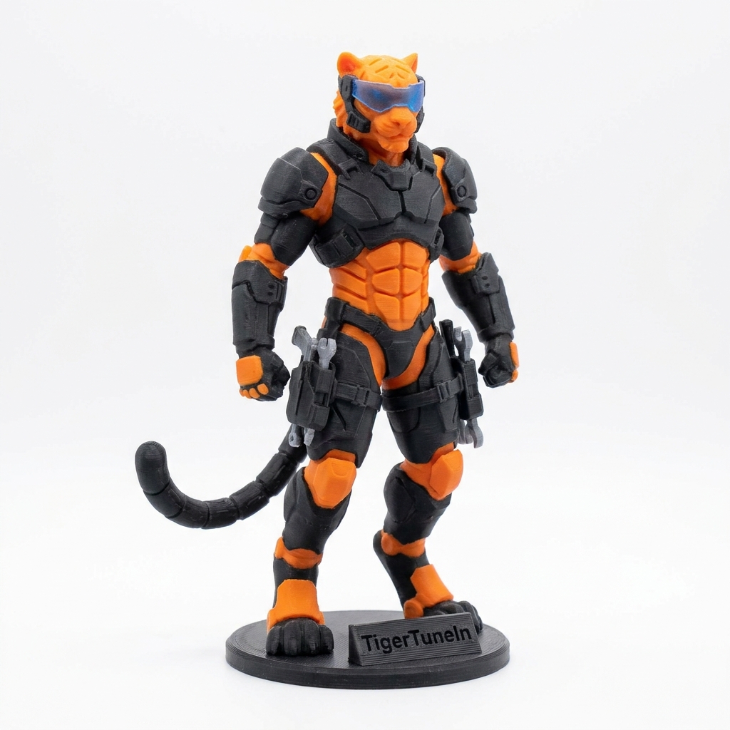 Tigre en armure noire et orange